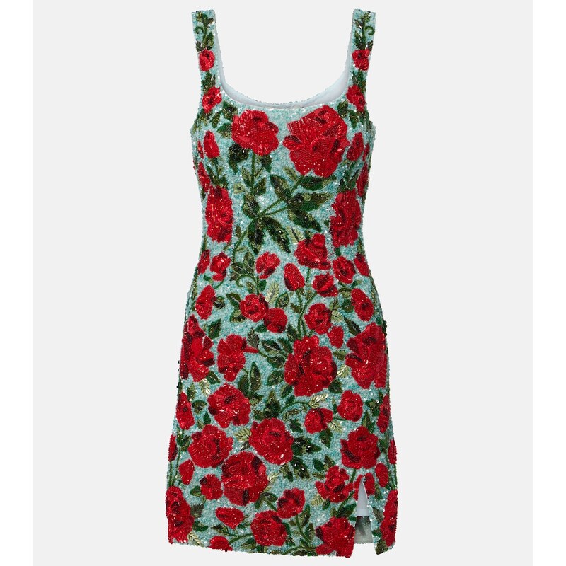 Là Fuori Crimson Rose sequined minidress