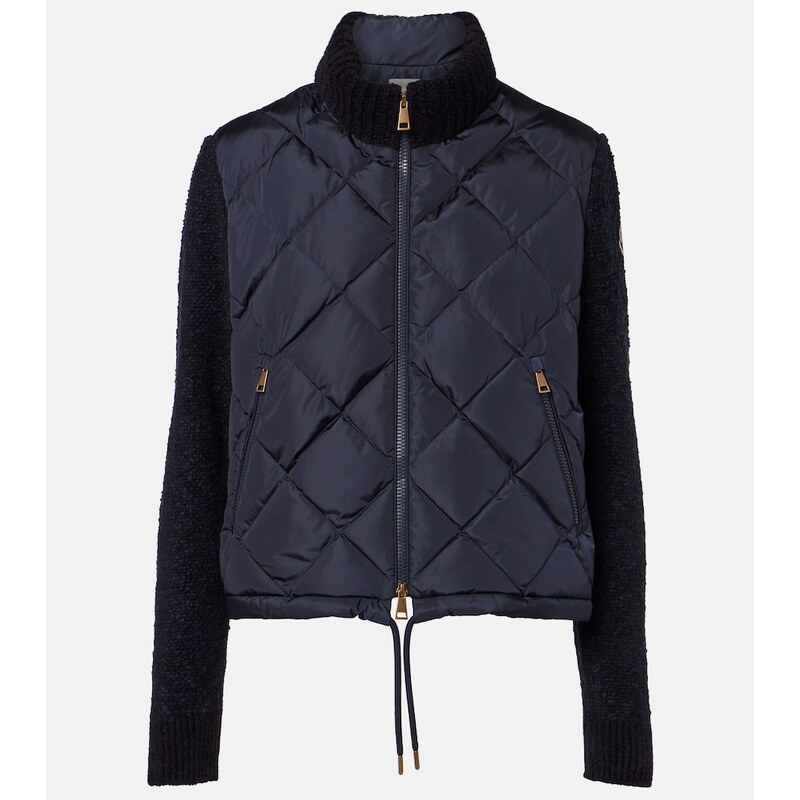 Moncler Down-paneled cotton-blend cardigan