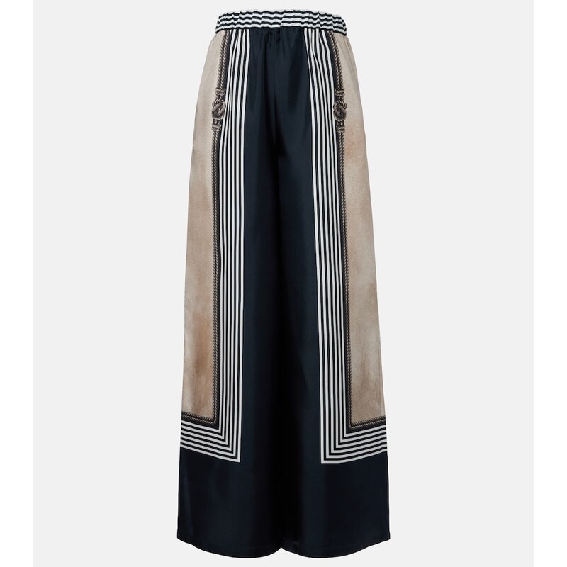 Max Mara Printed silk twill palazzo pants