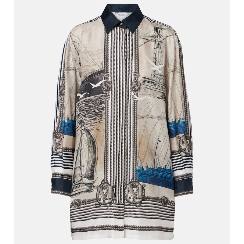 Max Mara Oversized printed silk twill shirt