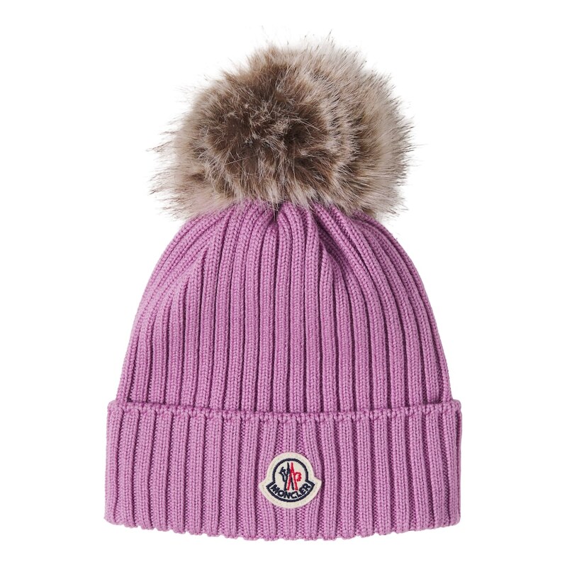 Moncler Enfant Logo ribbed-knit virgin wool beanie