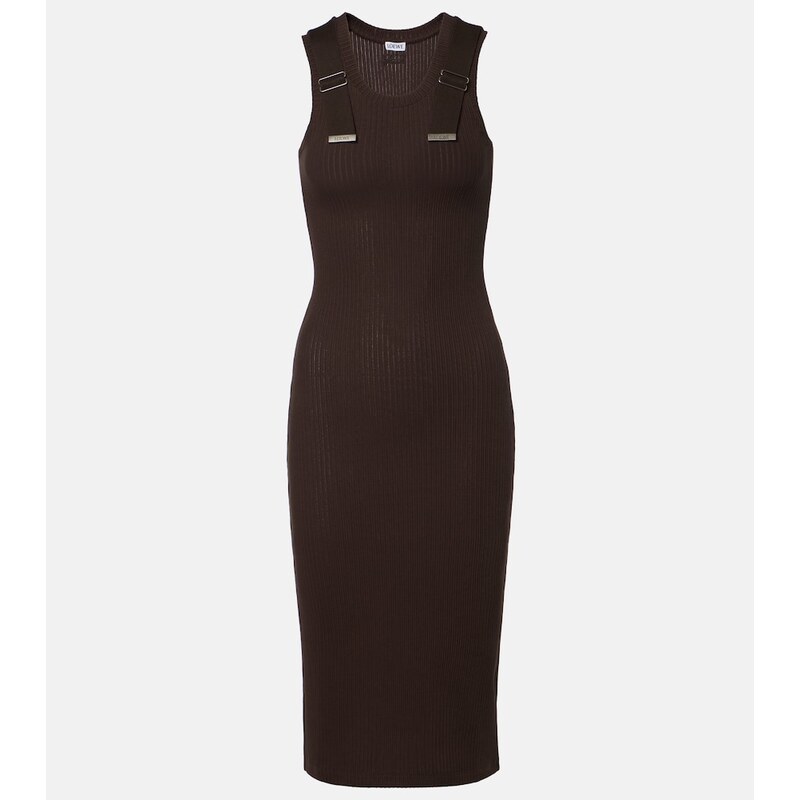 Loewe Ribbed-knit cotton-blend midi dress