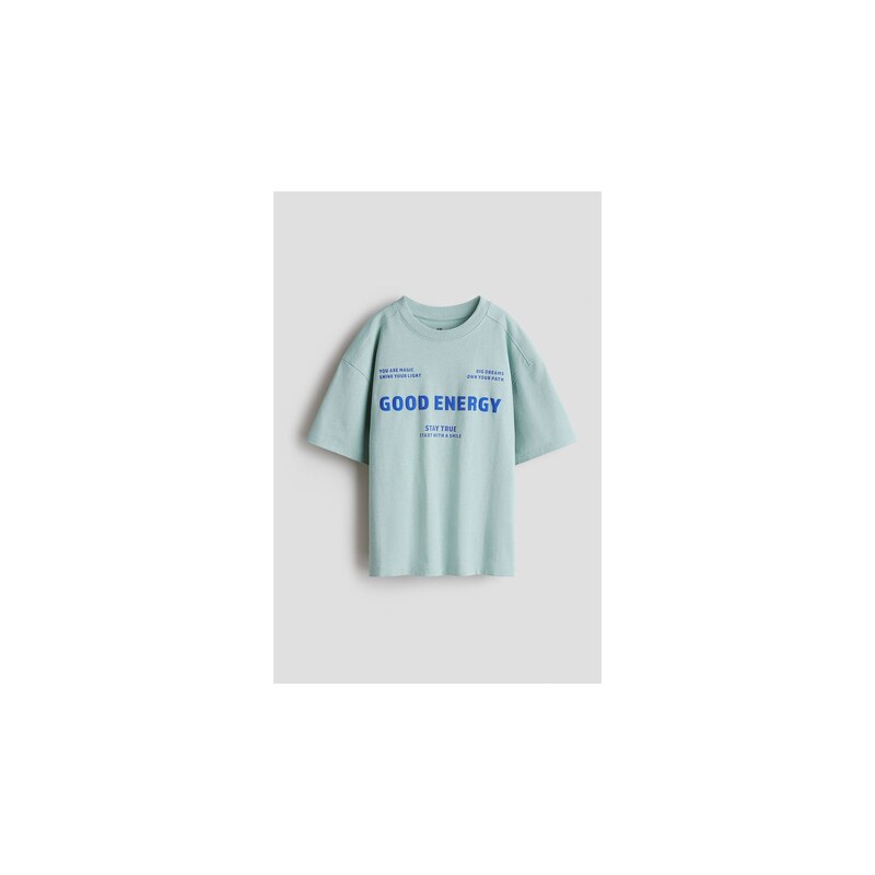 H&M - Tričkos potiskem - Tlumená Tyrkysová/Energy