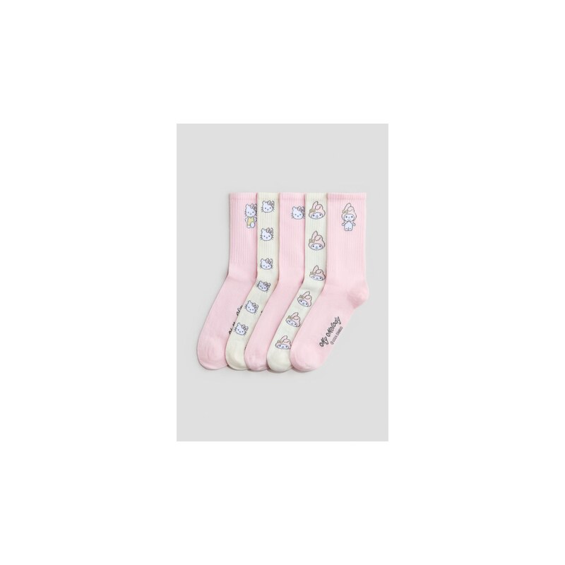 H&M - Ponožkys motivem 5 párů - Světle Růžová/Hello Kitty
