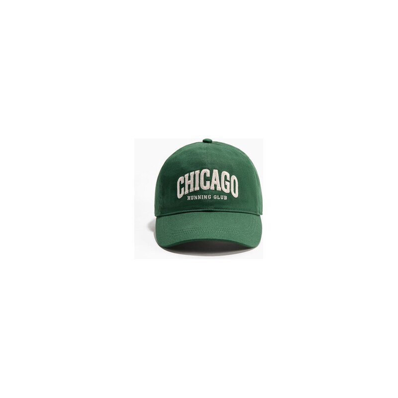 H&M - Keprová kšiltovkas vyšitým motivem - Tmavě Zelená/Chicago