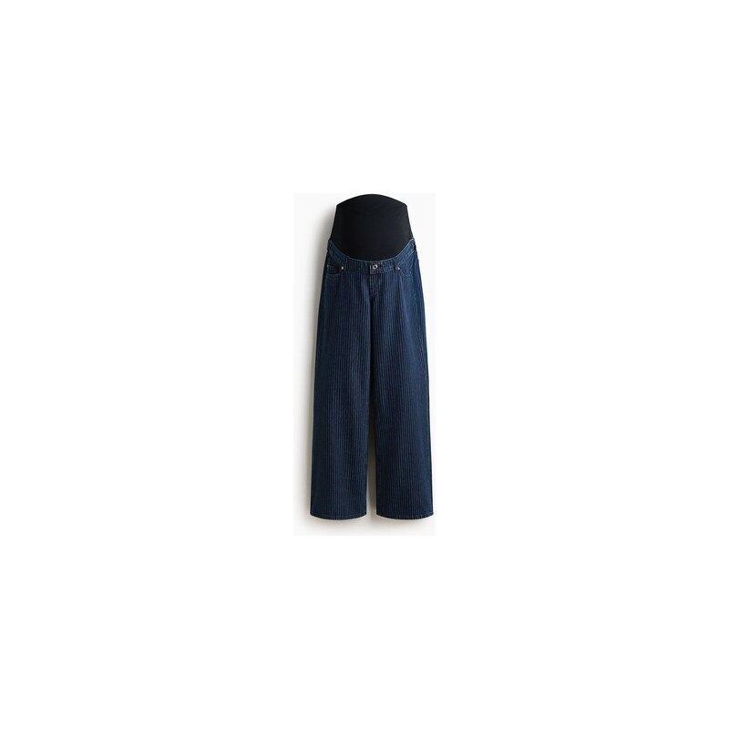 H&M - MAMA Široké džíny - Tmavý Denim Blue/Úzký Proužek