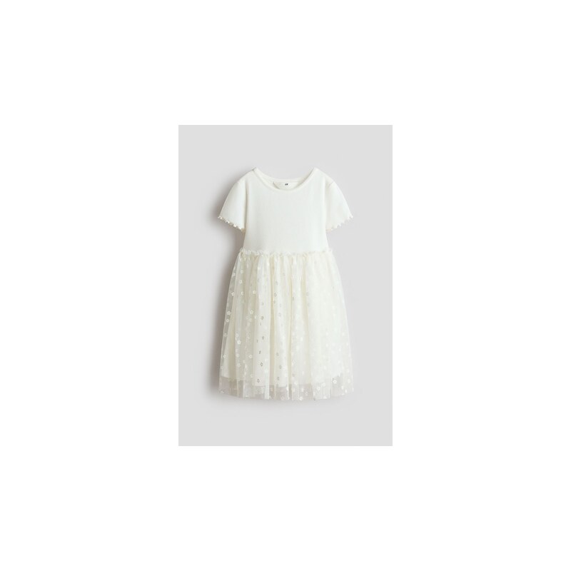 H&M - Šatys tylovou sukní - Krémová/Květiny