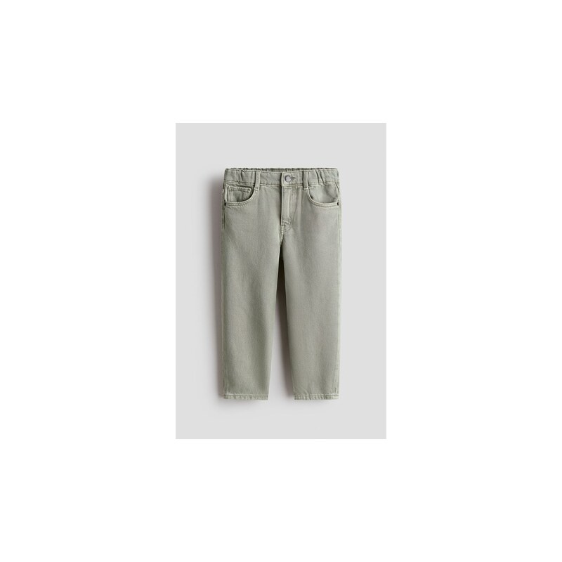 H&M - Zúžené džíny z bavlněné směsi - Světle Zelená Khaki