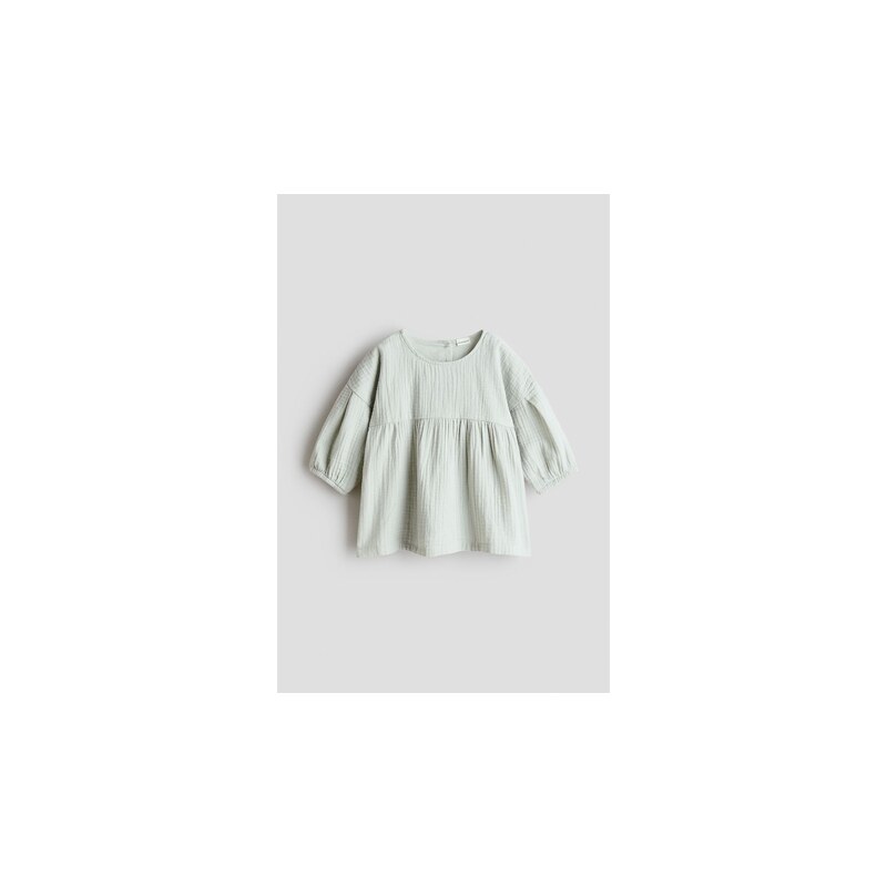 H&M - Šaty z bavlněného mušelínu - Světle Zelená