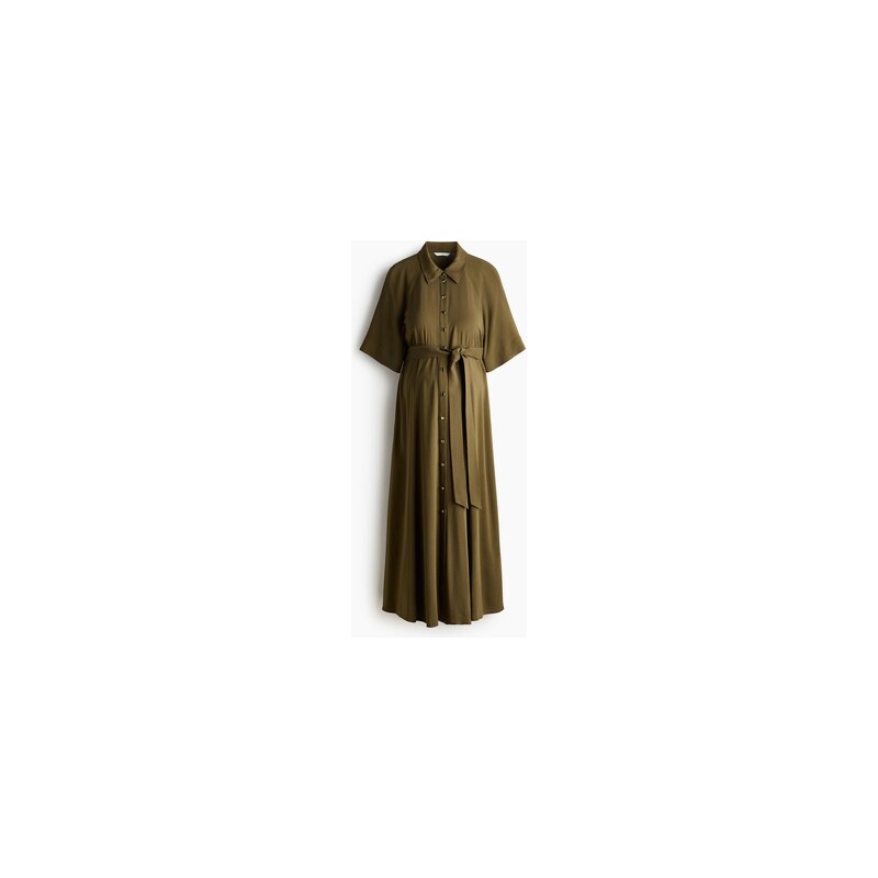 H&M - MAMA Košilové šaty Before & After - Khaki Zelená
