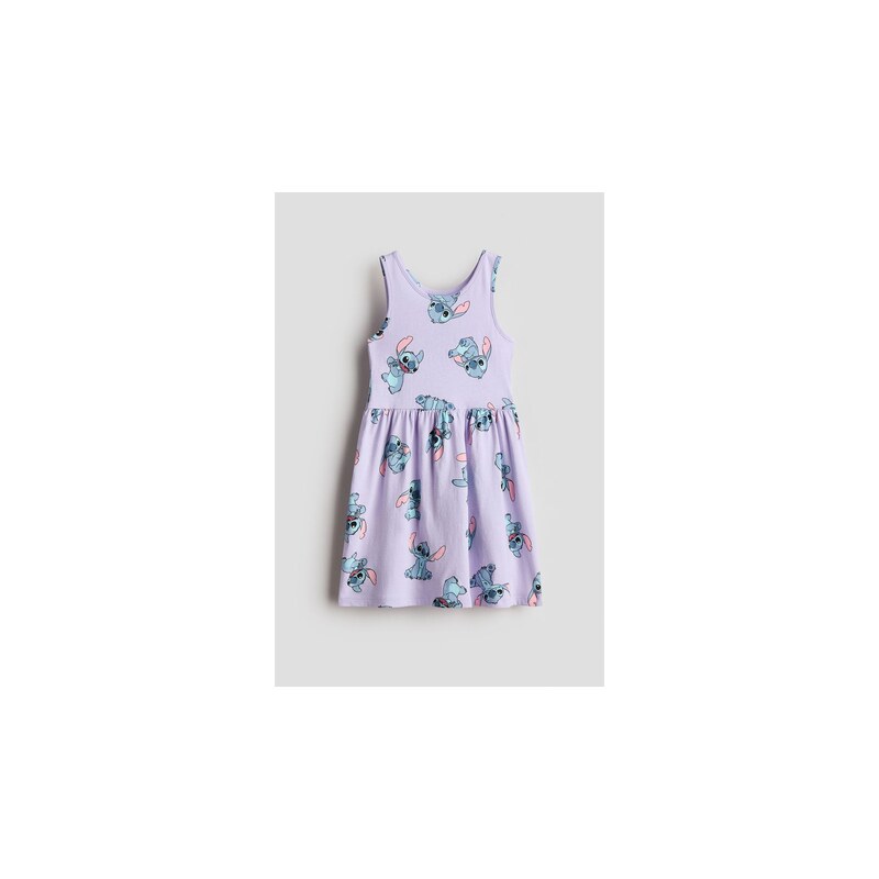 H&M - Bavlněné šatys potiskem - Světle Fialová/Lilo & Stitch