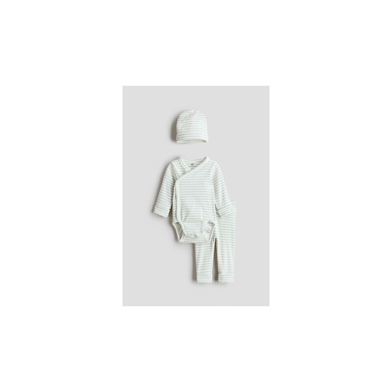 H&M - Souprava room-to-grow 3 kusy - Bílá/Zelené Proužky