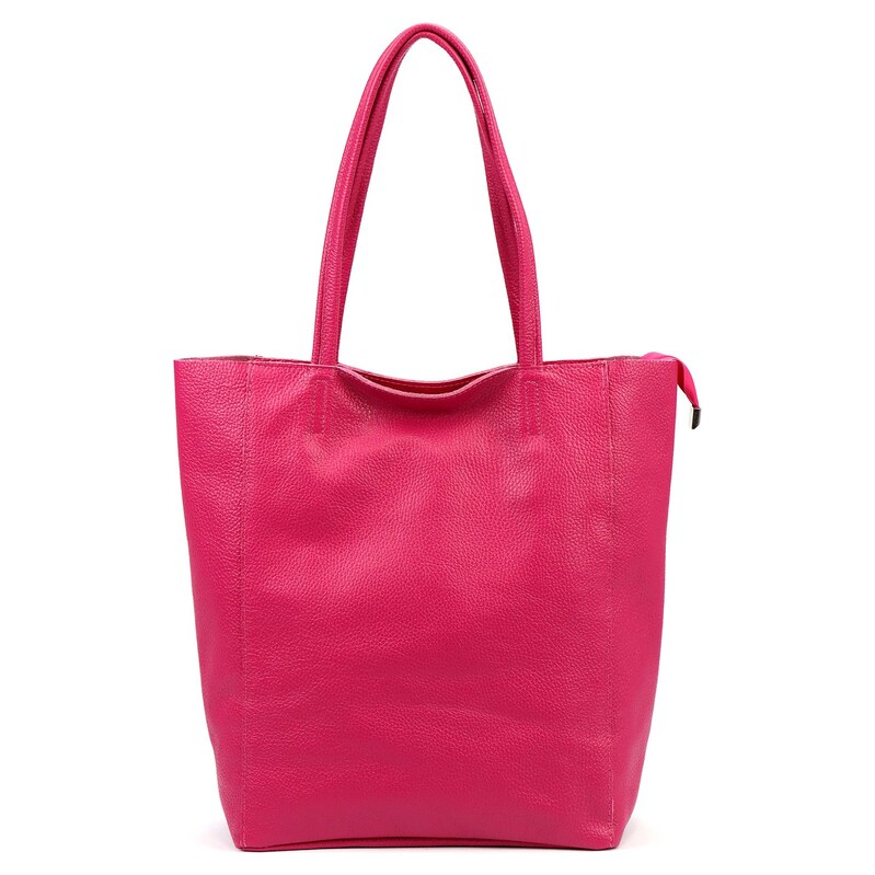 Kožená shopper bag kabelka Luka 26-084 fuchsiová