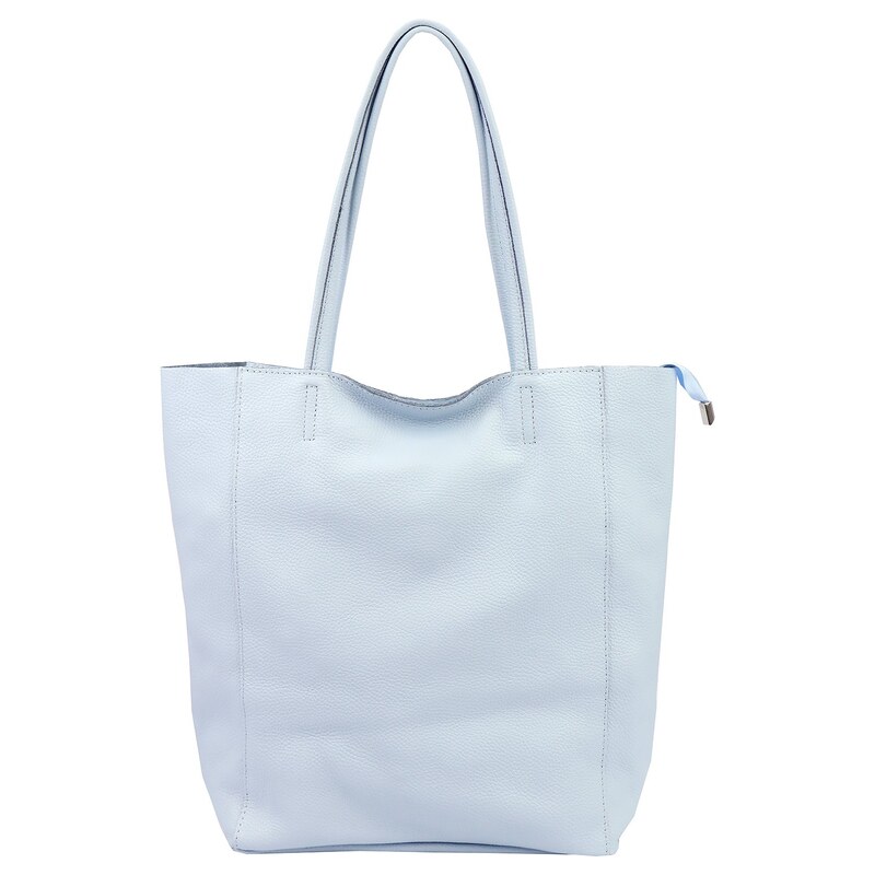 Kožená shopper bag kabelka Luka 26-084 světle modrá