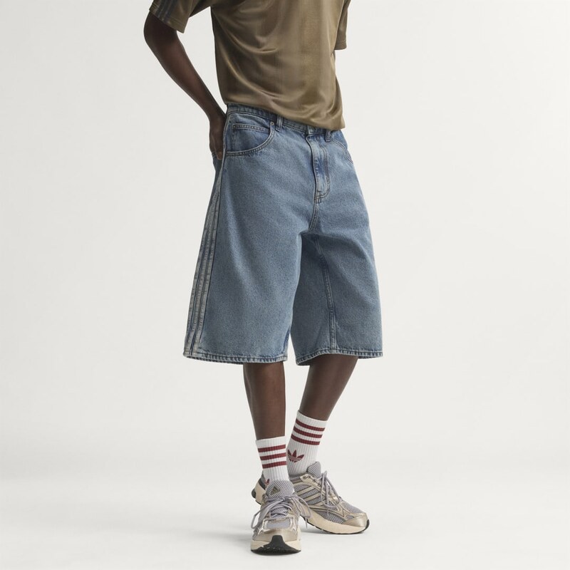Adidas ŠORTKY FIREBIRD ADICOLOR DENIM JORTS MID-RISE STRAIGHT