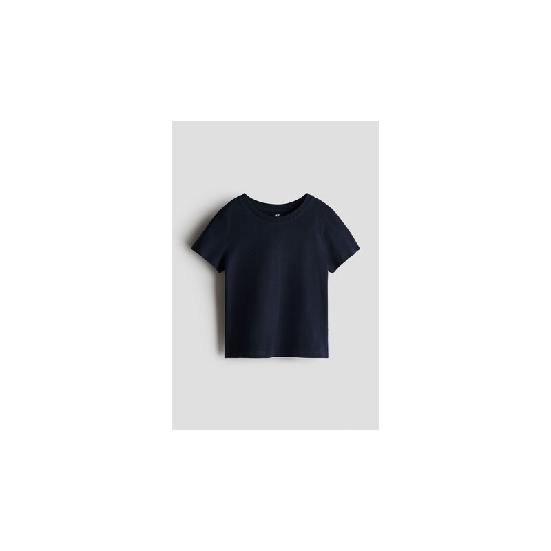 H&M - Bavlněné tričko - Námořnická Modř