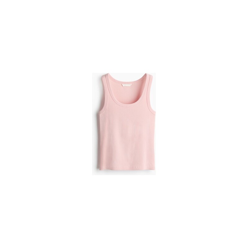 H&M - Žebrované tílko - Tlumená Světle Růžová