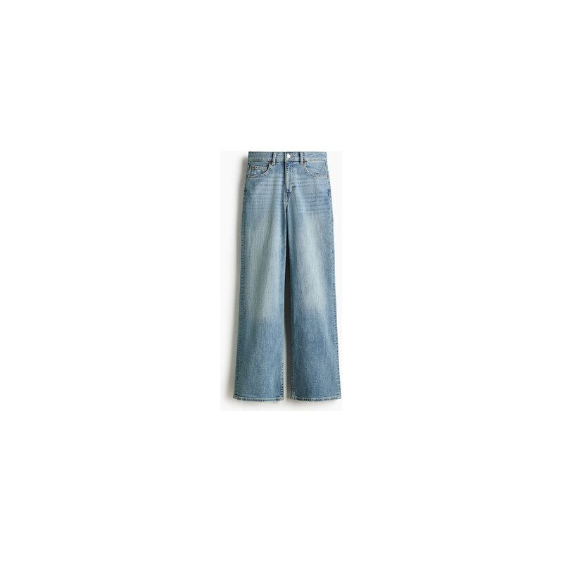 H&M - Wide High Waist Jeans - Světlý Denim Blue