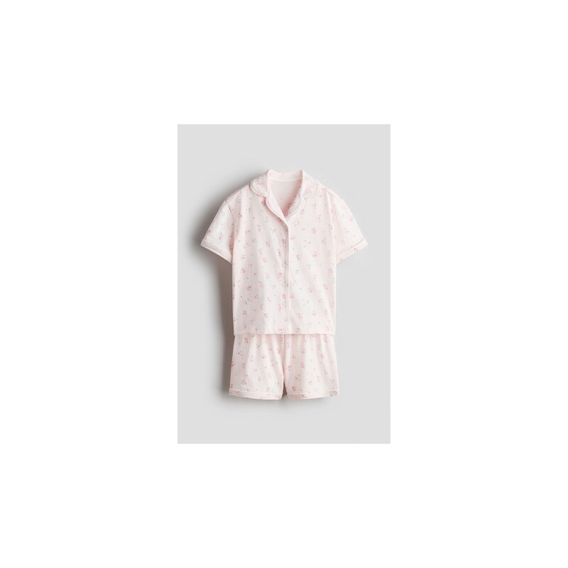 H&M - Vzorované žerzejové pyžamo - Pudrově Růžová/Květy