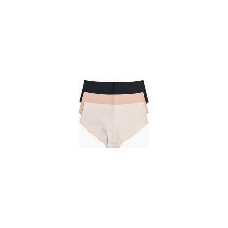 H&M - Neviditelné kalhotky hipster 3 kusy - Béžová/Černá