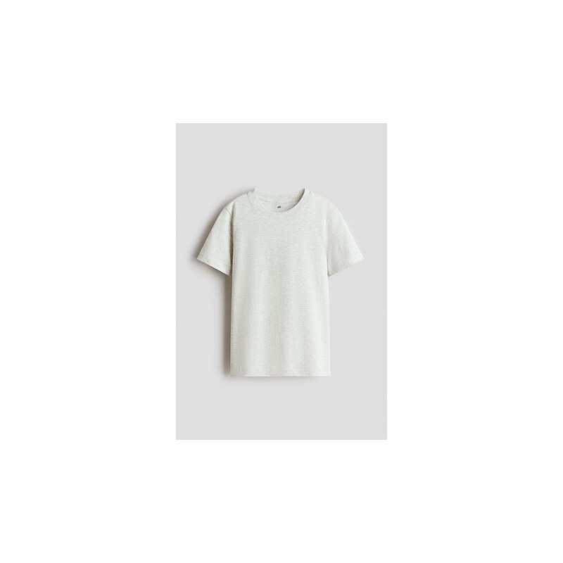 H&M - Bavlněné tričko - Světle Béžový Melír