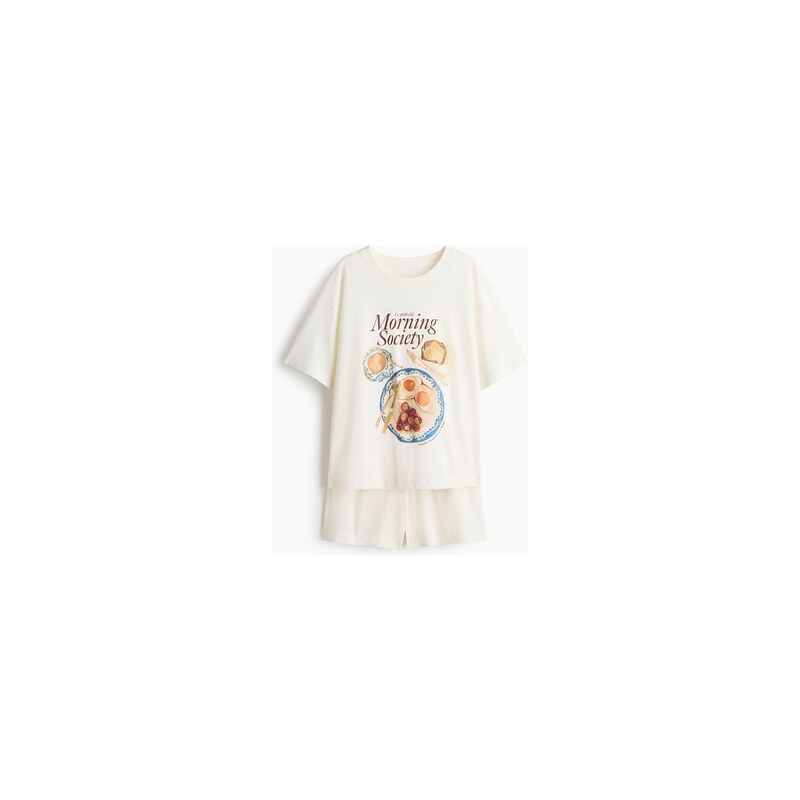 H&M - Pyžamos potiskem - Krémová/Morning Society
