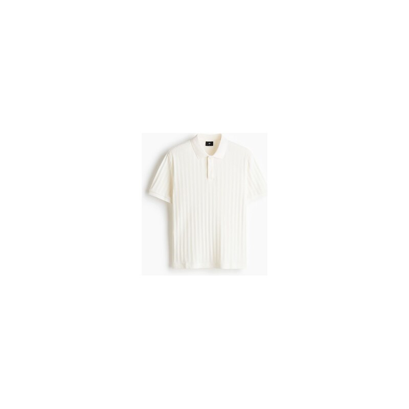 H&M - Tričkos límečkem Slim Fit z žerzejes texturou - Krémová