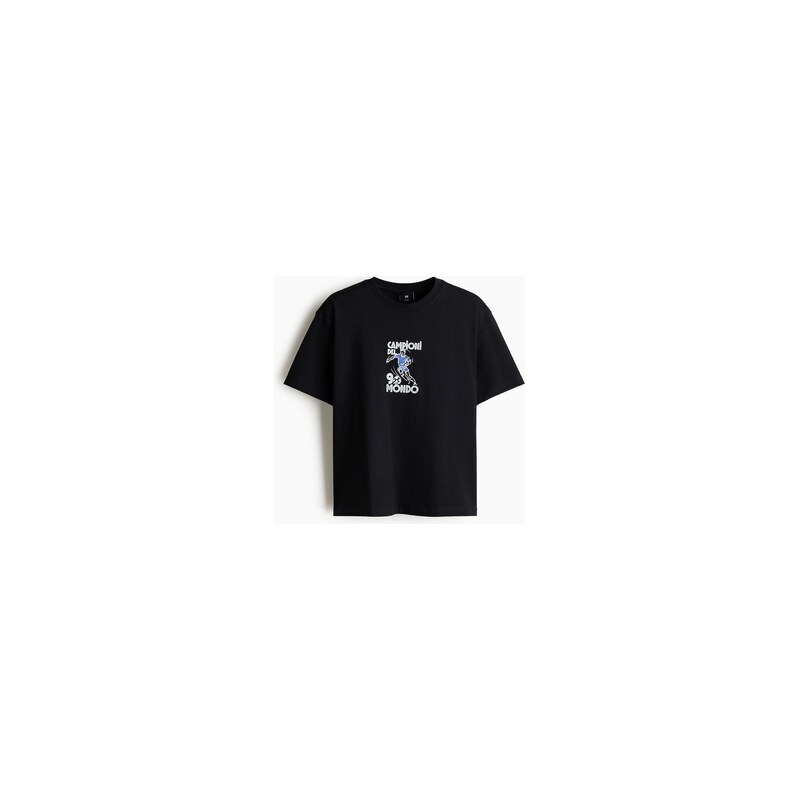 H&M - Tričkos potiskem Loose Fit - Černá/Campioni Del Mondo