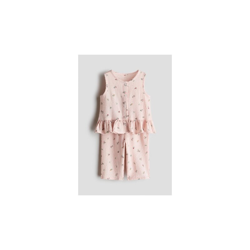 H&M - Dvoudílná souprava z tkaniny seersucker - Světle Růžová