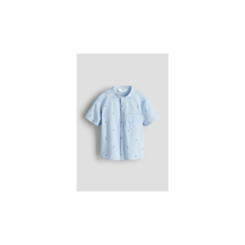H&M - Košiles páskovým límečkem - Bleděmodrá/Kotvy