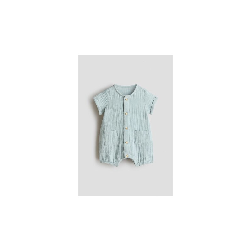 H&M - Overal z bavlněného mušelínu - Světle Tyrkysová