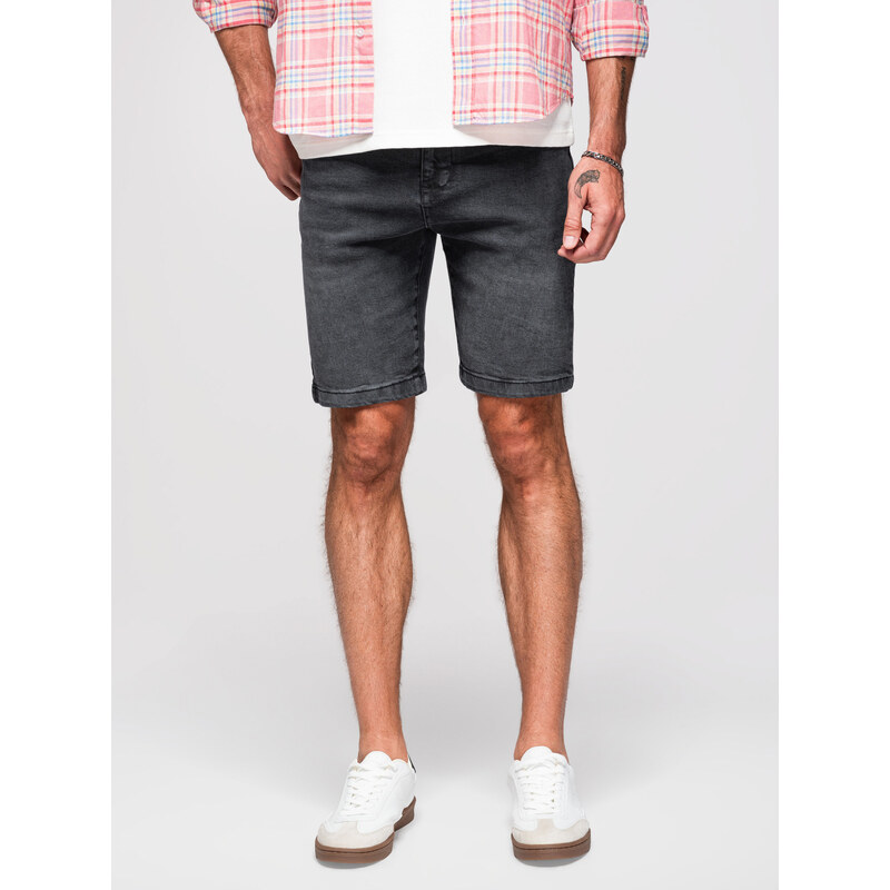 Ombre Mens classic cut denim shorts - black
