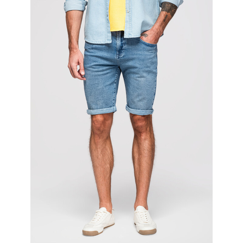 Ombre Mens denim shorts with rolled up leg - light blue