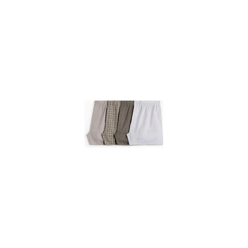 H&M - Boxerky z tkaniny 4 kusy - Khaki Zelená/Kostka