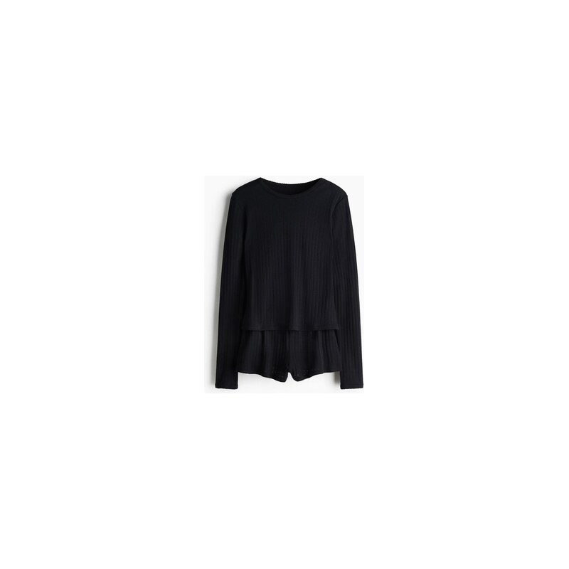 H&M - Pyžamo z ažurového žerzeje - Černá