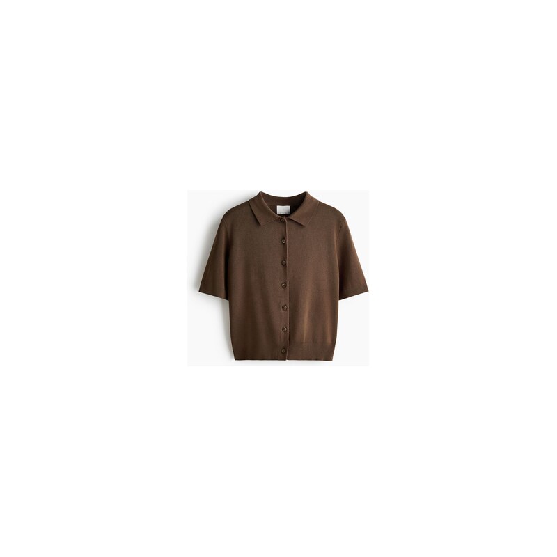 H&M - Propínací tops límečkem - Tmavě Hnědá