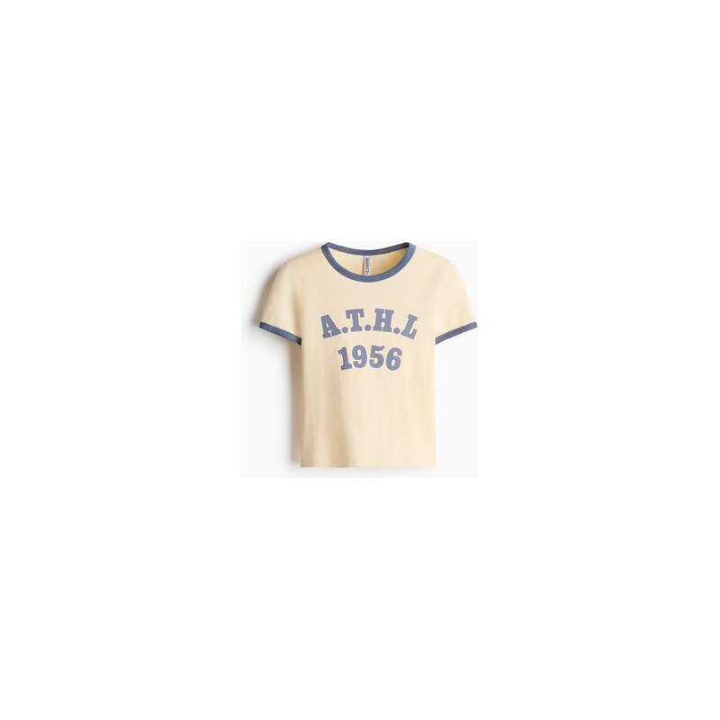 H&M - Přiléhavé bavlněné tričko - Světle Žlutá/1956
