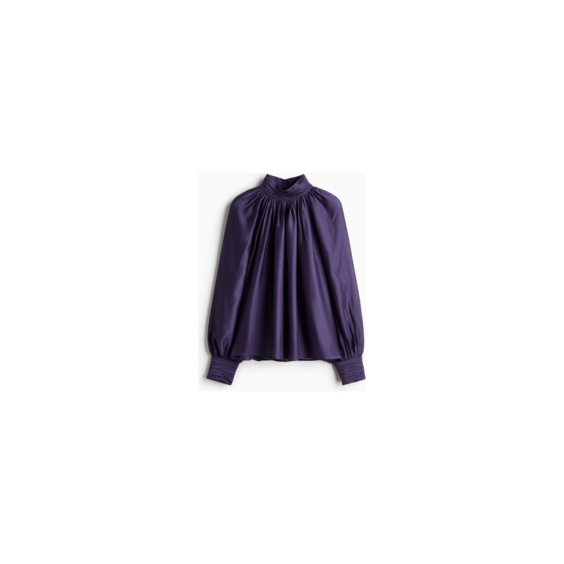 H&M - Řasená halenka - Tmavě Fialová