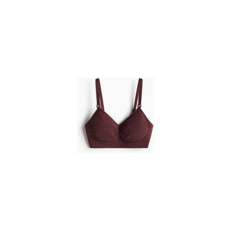 H&M - MAMA Bezešvá podprsenka na kojení z bavlněné směsi - Tmavě