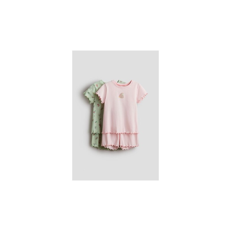 H&M - Bavlněné pyžamo 2 kusy - Světle Růžová/Králíček