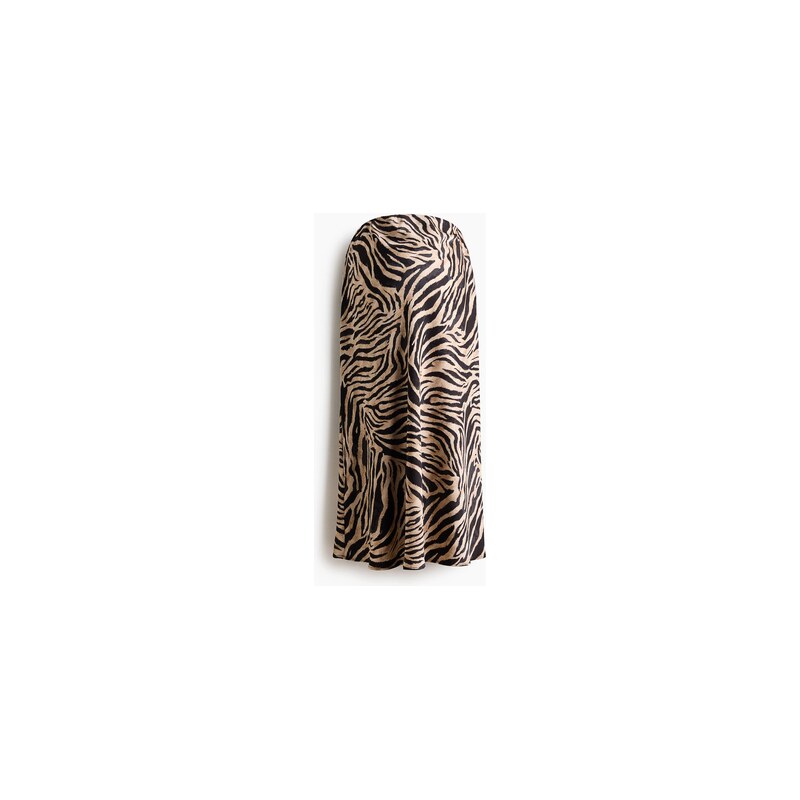 H&M - MAMA Saténová sukně slip skirt - Béžová/Zebří Potisk