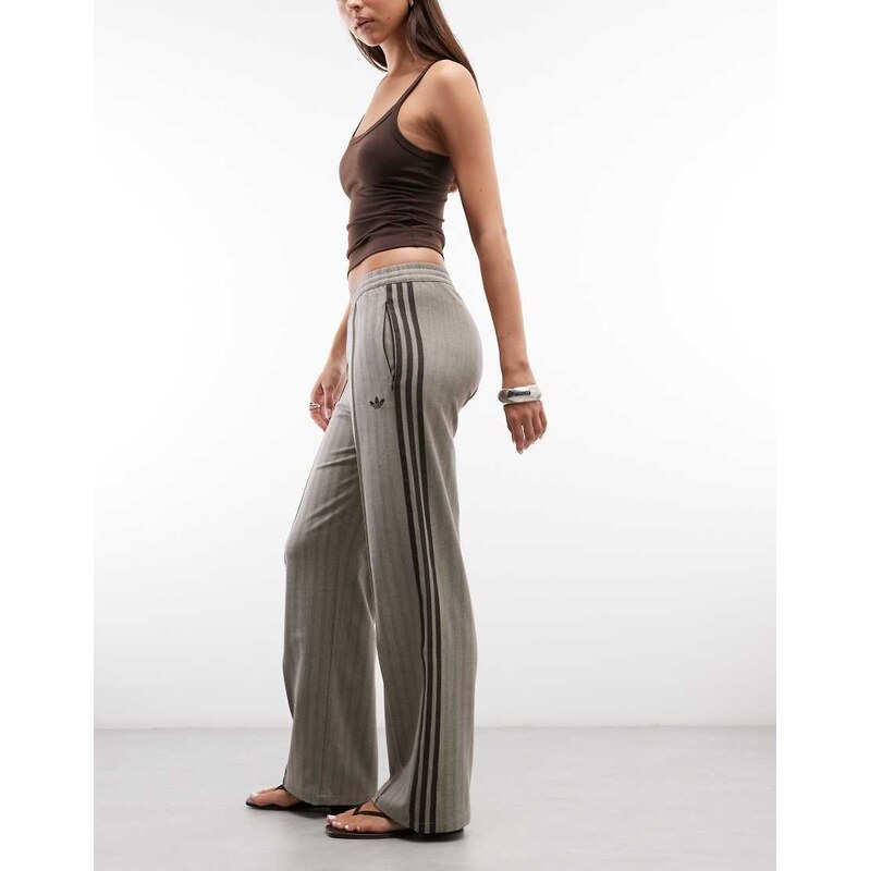 adidas Originals Classic track pants in light herringbone-Brown