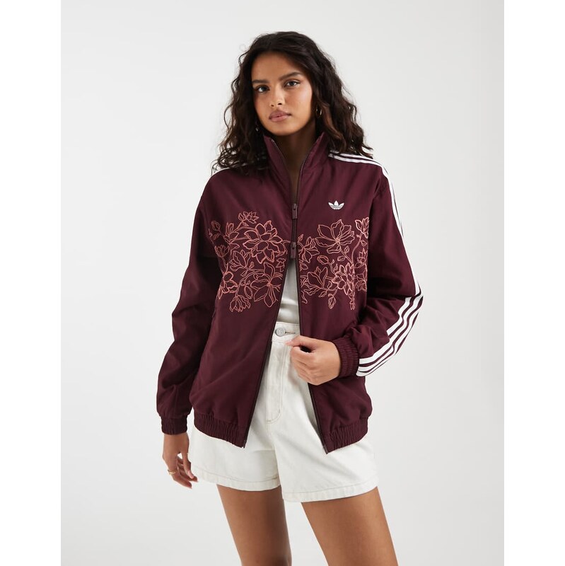 adidas Originals Firebird loose floral embroidered track top in