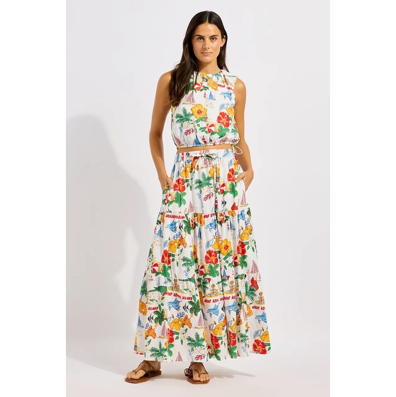 Seafolly top dámský se lnem Drawcord