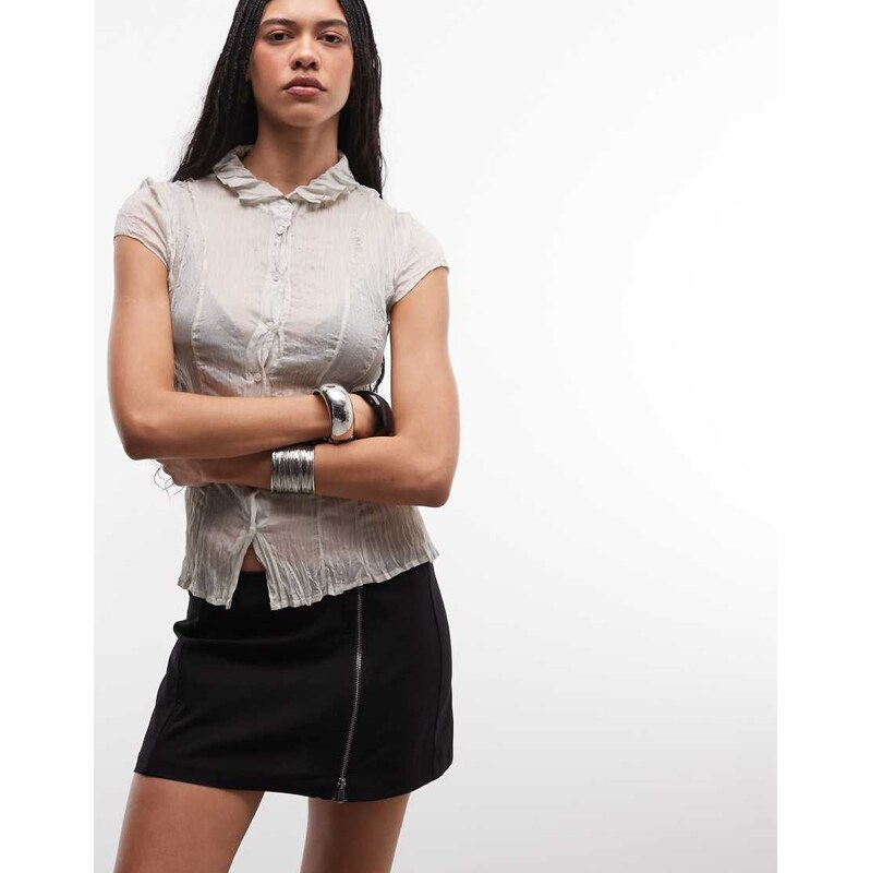 Weekday zip detail mini skirt in black
