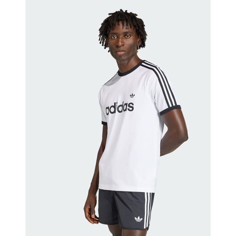 adidas Originals 3-stripes slim ringer t-shirt in white