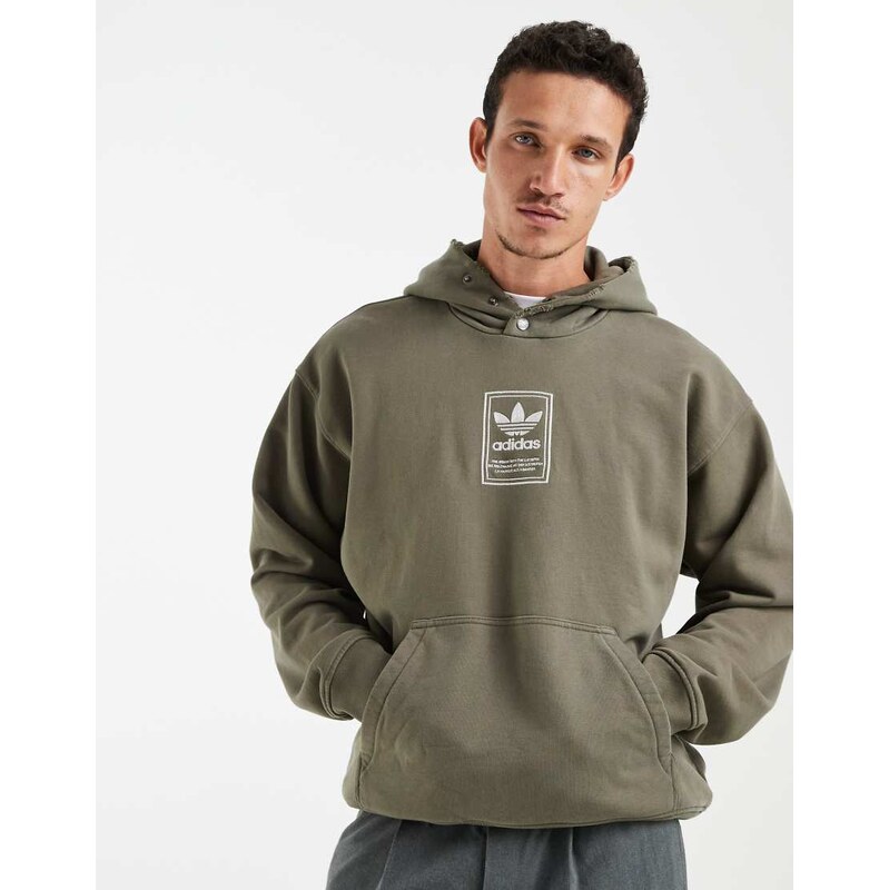adidas Originals Elevated gfx hoodie in olive strata-Green