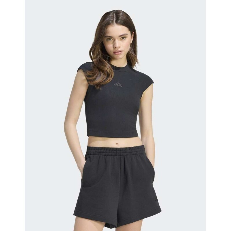 adidas performance Adidas kit small logo rib t-shirt in black