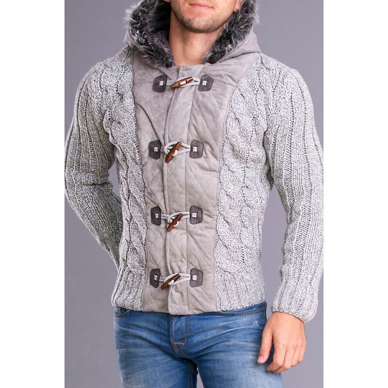 Pánský svetr CRSM s kapucí šedý