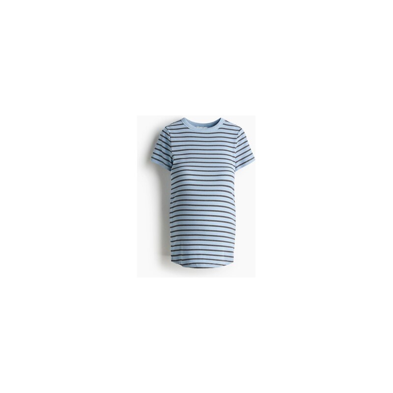 H&M - MAMA Žebrovaný top - Bleděmodrá/Proužky